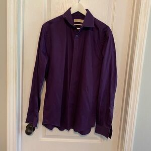 Micheal Kors Slim Fit Purple Solid Dress Shirt Sz L 34/35